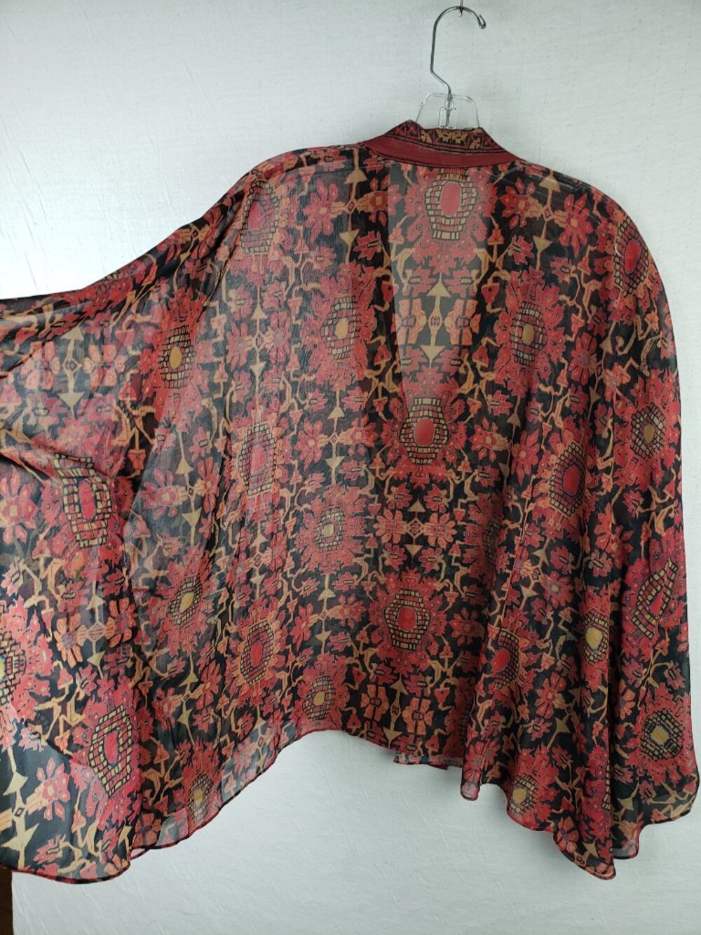 Soft Surroundings Kimono Tunic Top Oversized Sheer Bohemian Floral size M Ethnic - Picture 10 of 12